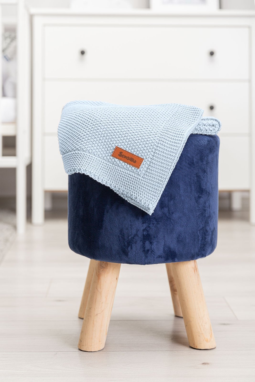 Bavlněná pletená deka Sensillo - modrá