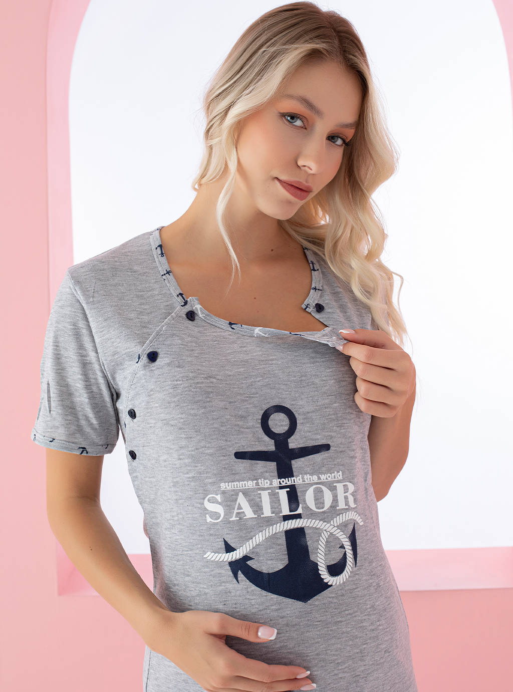 Těhotenská košile Sailor - šedá