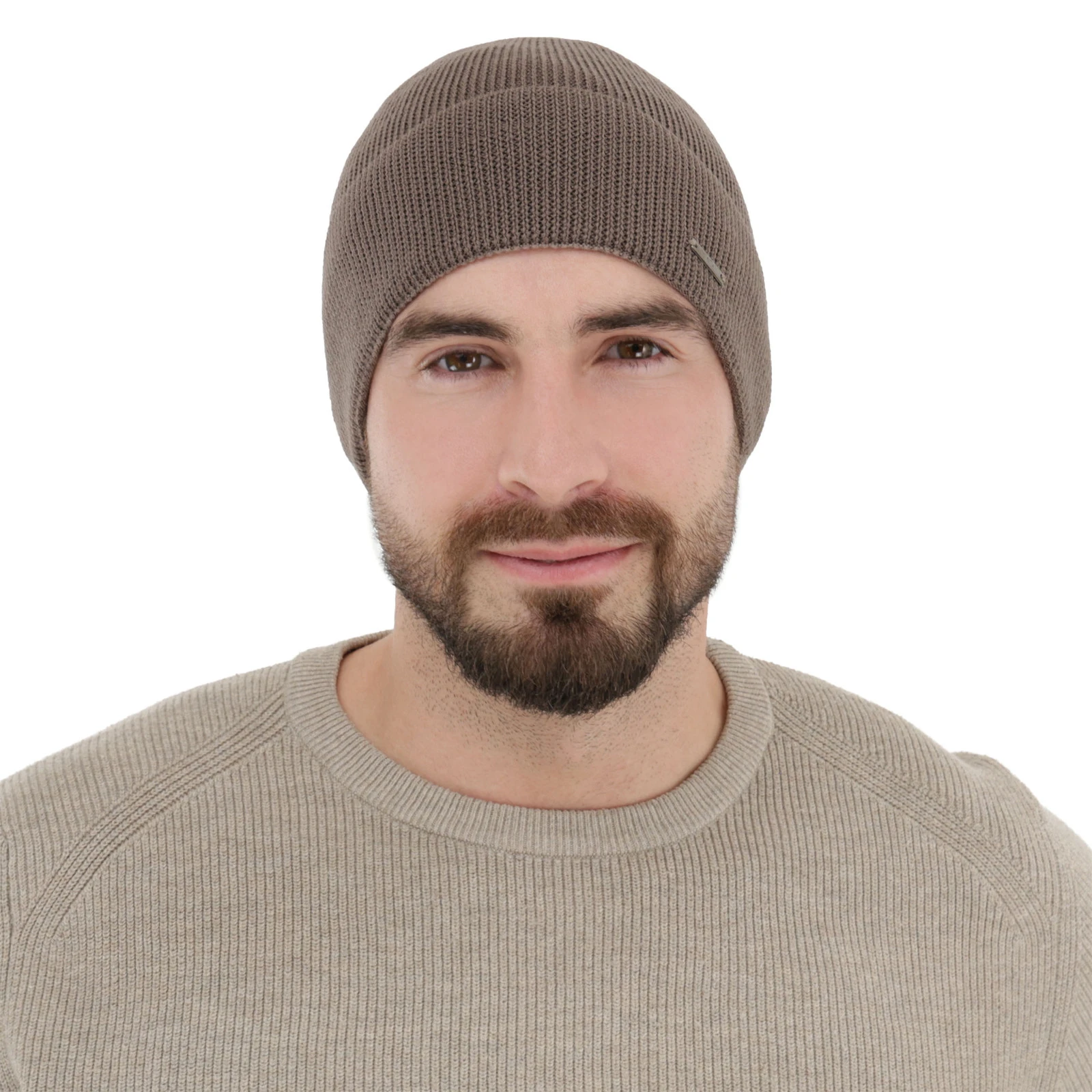 Pánská jarní/zimní čepice hnědá 100% extra fine merino vlněná Memfis