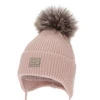 Dívčí zimní čepice, krémová, zavazovací, 100% merino vlněná, Jena