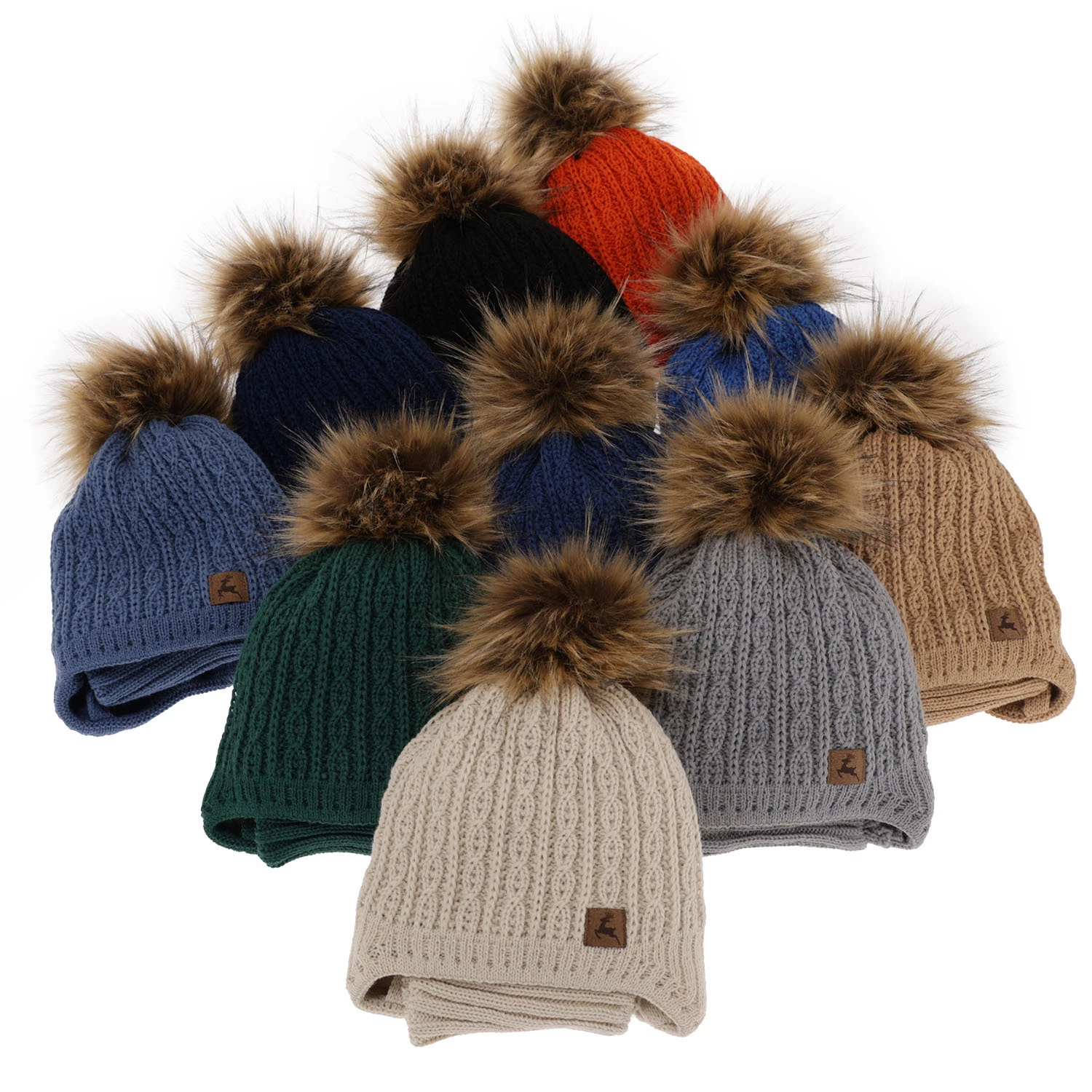 Kompletná zimná detská sada: čiapka a šál oranžový s bambuľou Pago