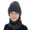 Čepice a tunel pro chlapce, zimní komplet, 100% merino vlněný, s podšitím z merino vlny, šedý Harbin