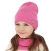 Komplet jesenný/jarný dievčenský čiapka a tunel růžový 100% extrafine merino vlna Itra