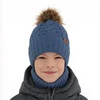 Komplet zimný chlapčenský: čiapka a tunel modrý s bambuľou Cent