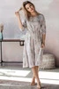  Lovely Dress těhotenské a kojící šaty, 3/4 rukáv, šedé s květinami