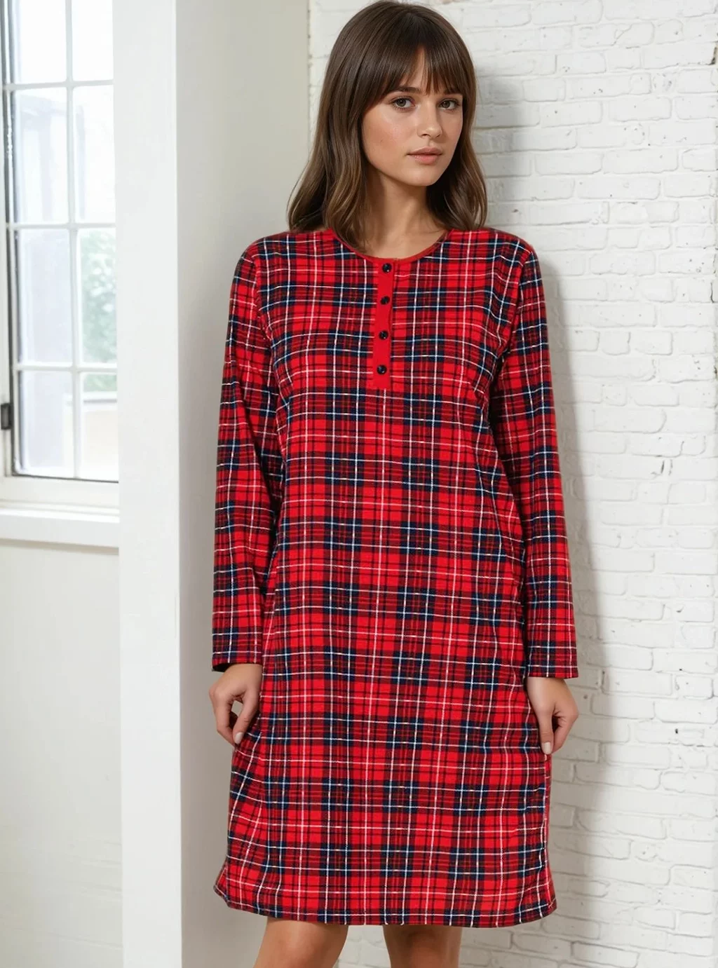 DR Kostkovaná těhotenská košile - červená