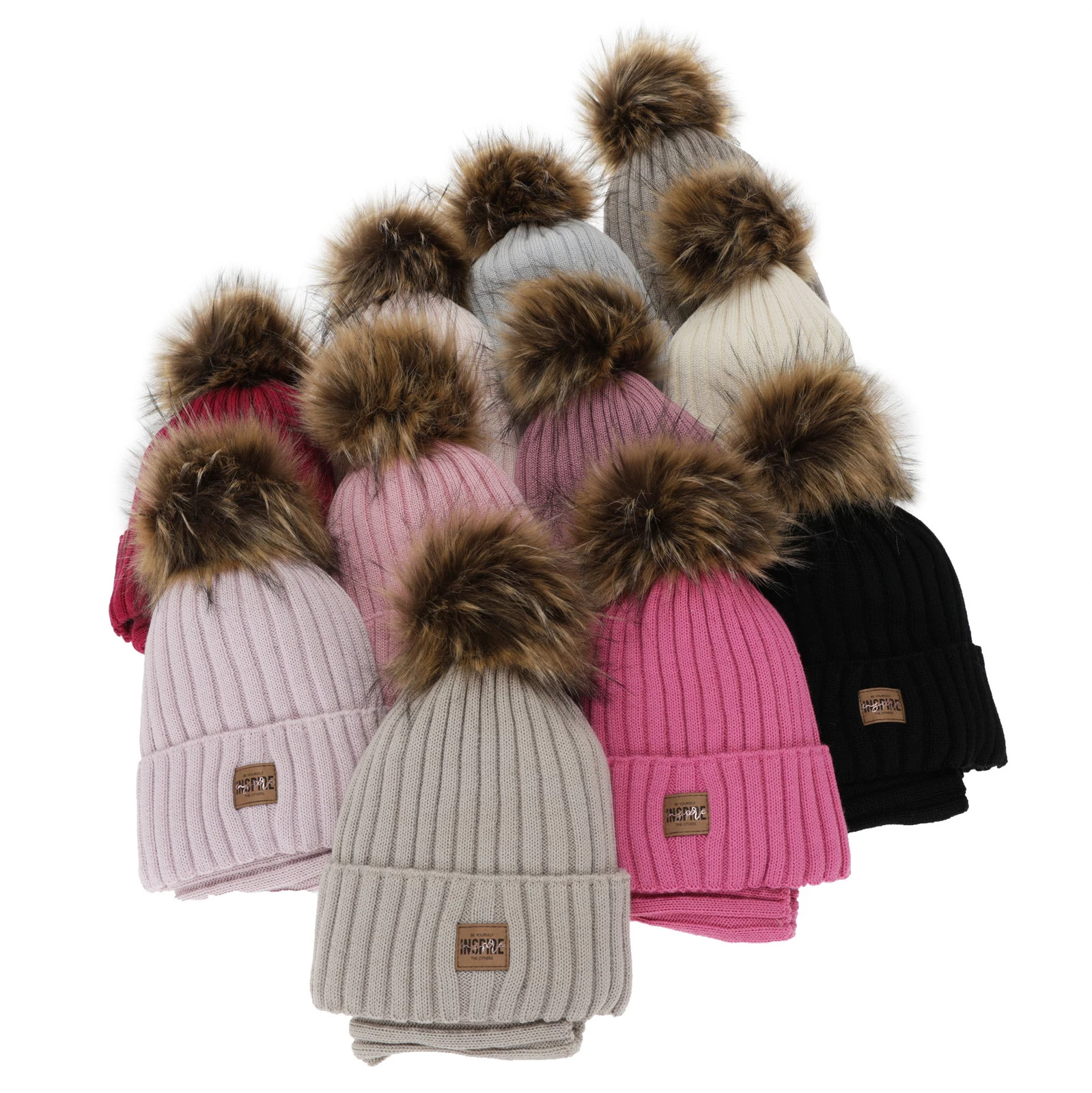 Komplet zimní dívčí: čepice a tunel, černý, podšitý fleecem, s merino vlnou, Bellina