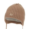 Chlapecká zimní čepice, camel, zavazovací, 100% merino vlněná, podšitá polarem merino, Buno