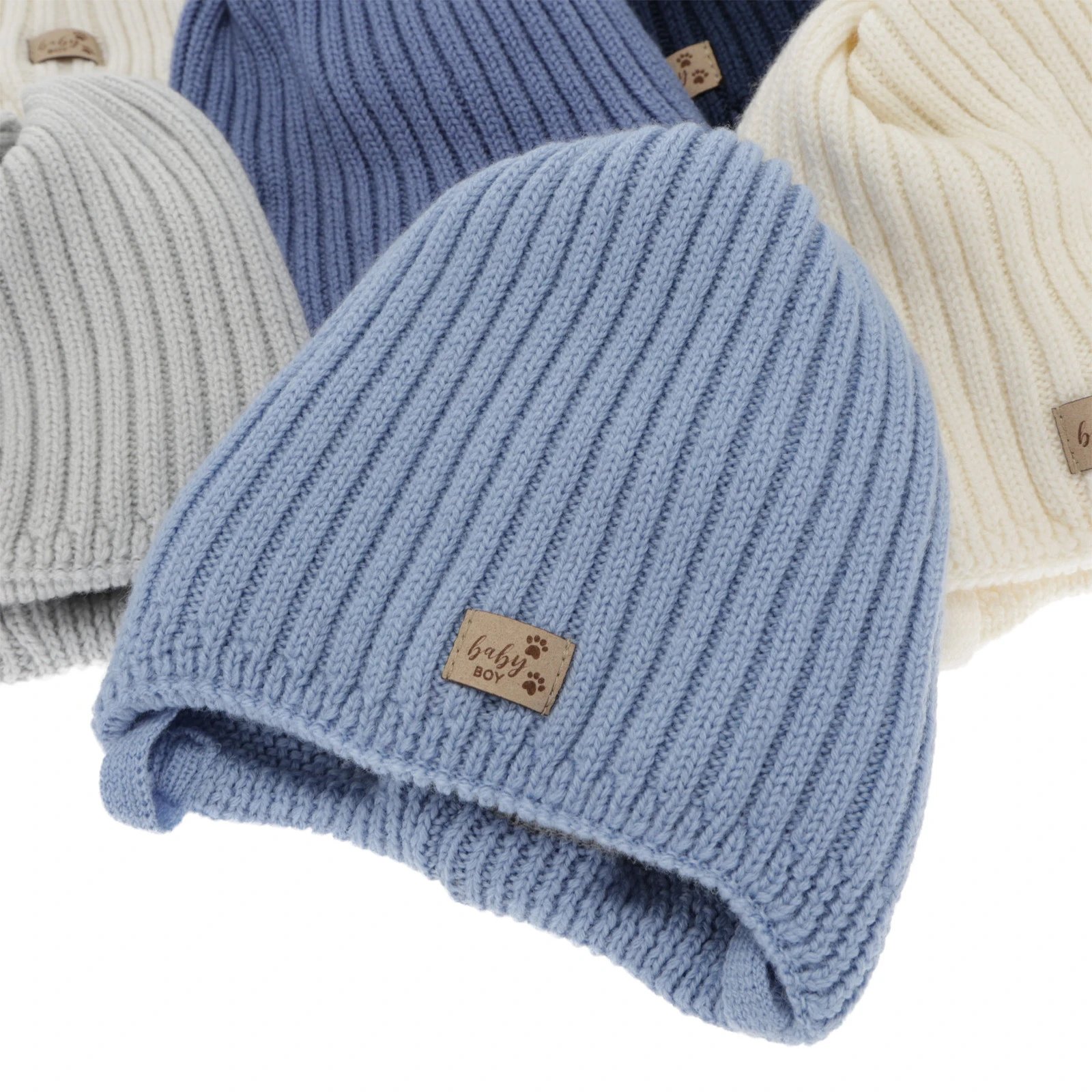 Chlapecká zimní čepice, modrá, zavazovací, 100% merino vlněná, podšitá polarem merino, Buno