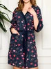 Dámský župan - Roses navy blue