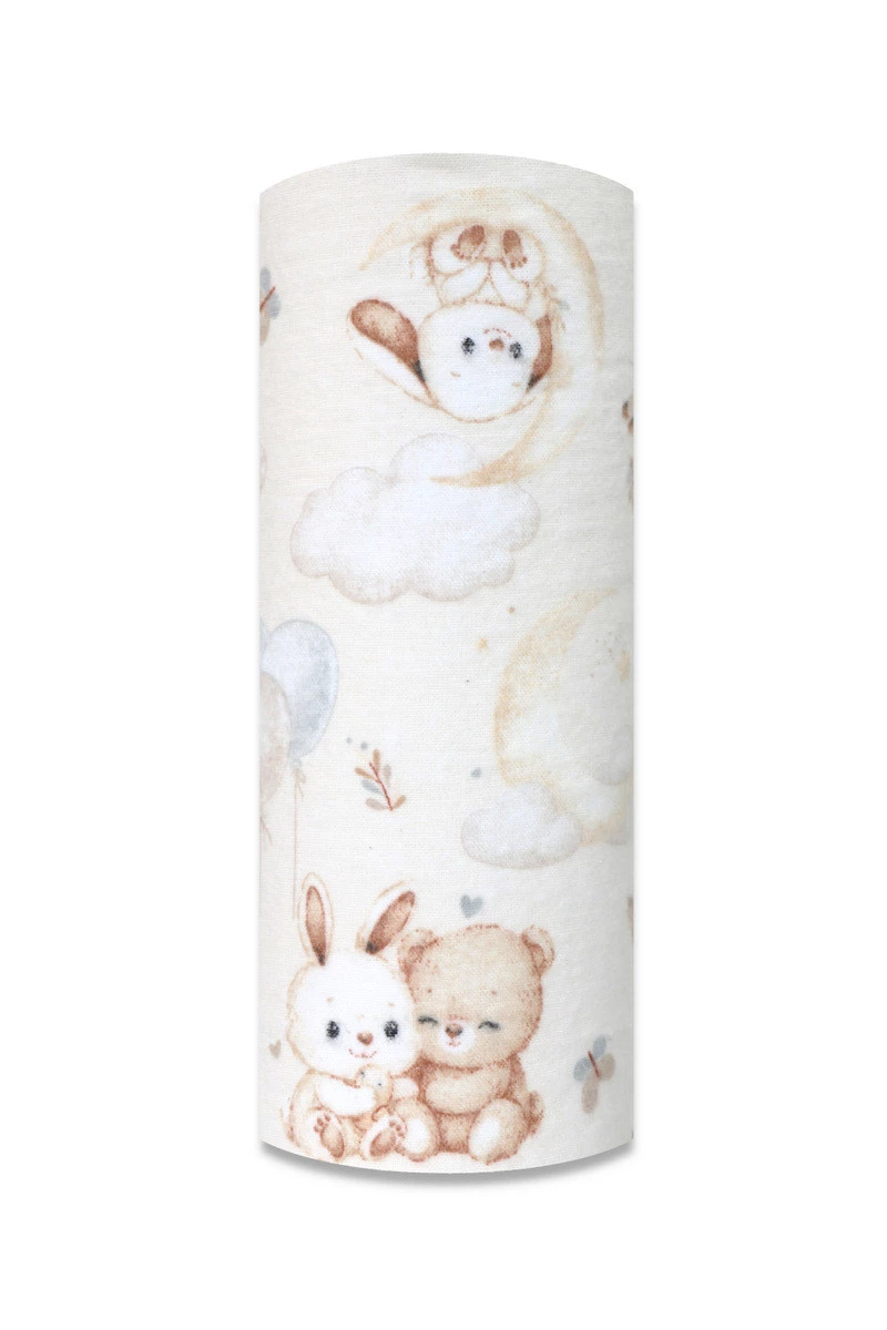 Flanelové plienky 70x80 - Medvídek Jelen na obláčku s růžovým pozadím