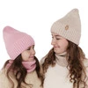 Komplet zimný dievčenský čiapka a tunel růžový 100% extrafine merino vlna Nelita