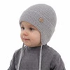 Chlapecká zimní, podzimní, jarní čepice, šedá, 100% merino vlněná, zavazovací, Bakadi