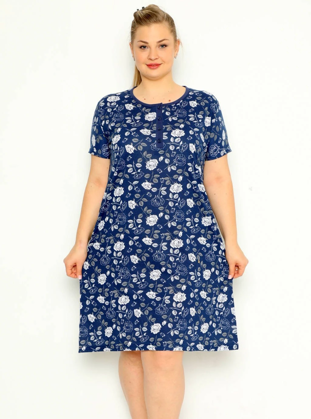 Těhotenská košile Bílé růže - tmavě modrá