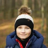 Komplet zimní chlapecký: čepice a tunel tmavě modrý s bambulí Karmel