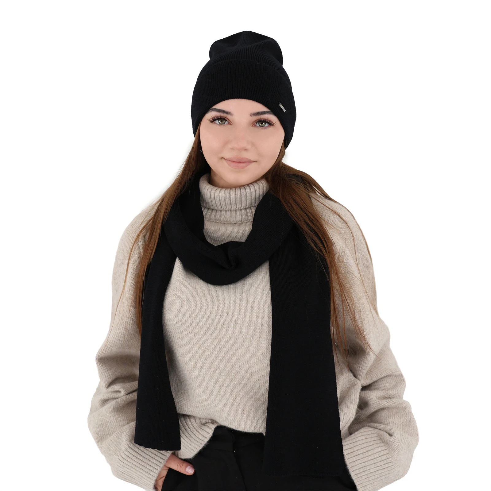 Dámský jarní/zimní set: čepice a šála šedý 100% extra fine merino vlna Melpomena