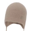 Dívčí podzimní, jarní čepice, tmavě béžová, merino vlna s kašmírem, zavazovací, Orida