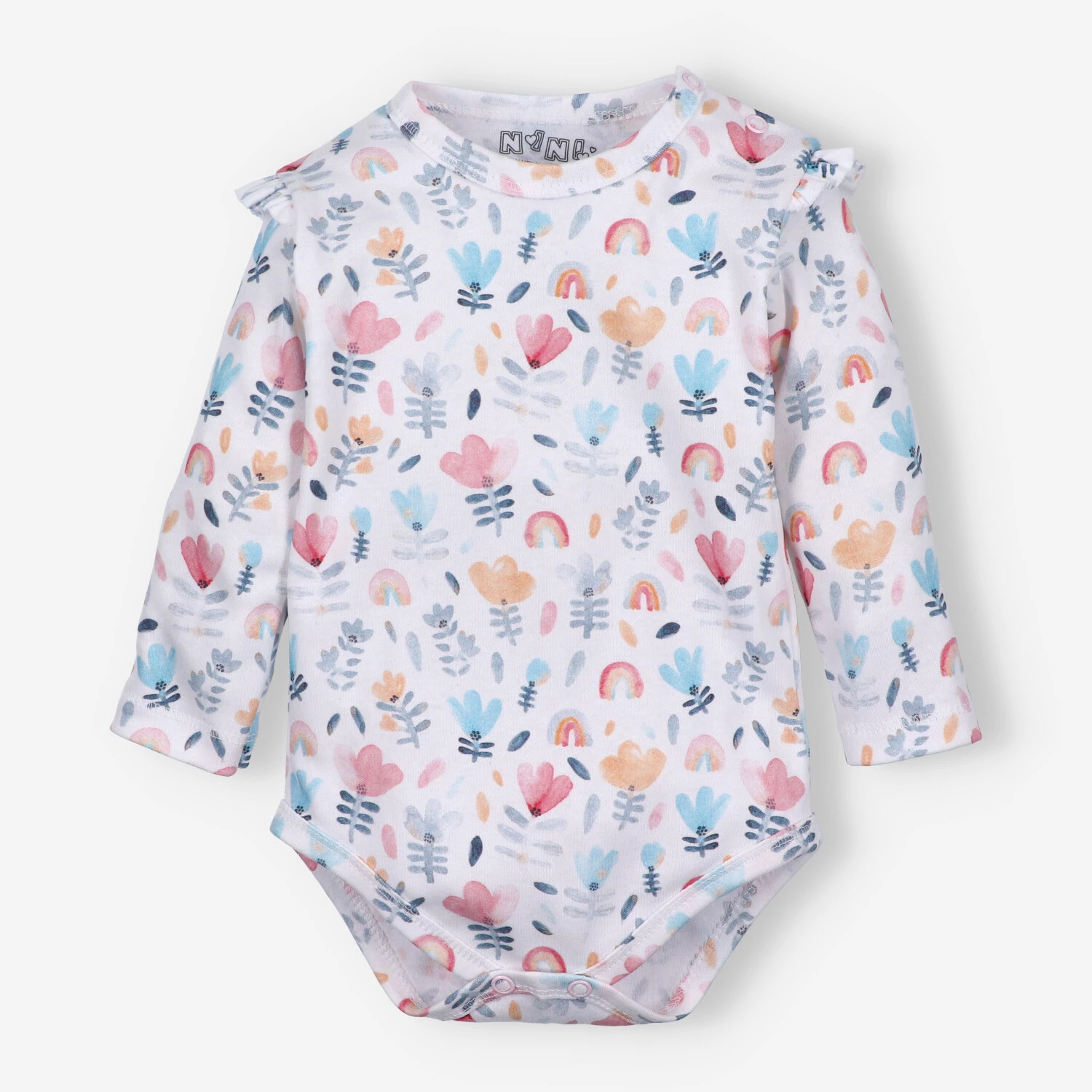 Body niemowlęce Tęczowy ogród z bawełny organicznej dla dziewczynki