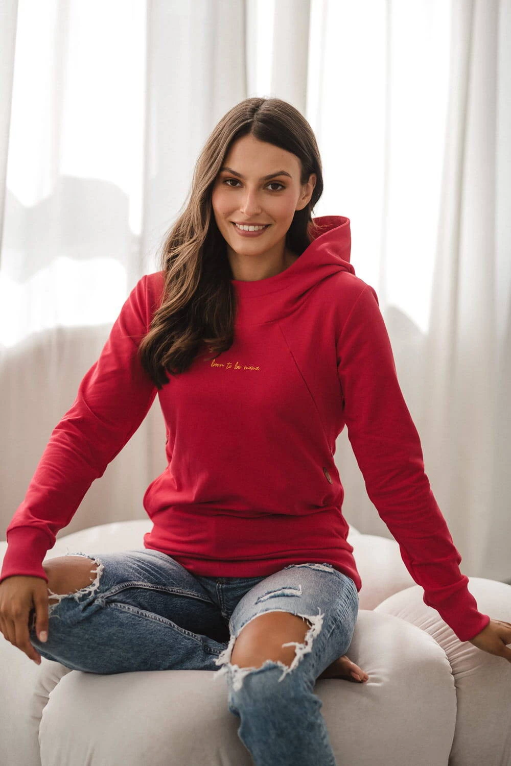 Těhotenská a kojící mikina s výšivkou Milk Please magenta