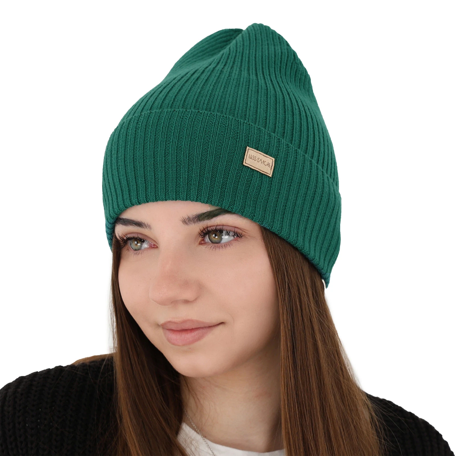 Dámská jarní/zimní čepice zelená 100% extra fine merino vlněná Sophie