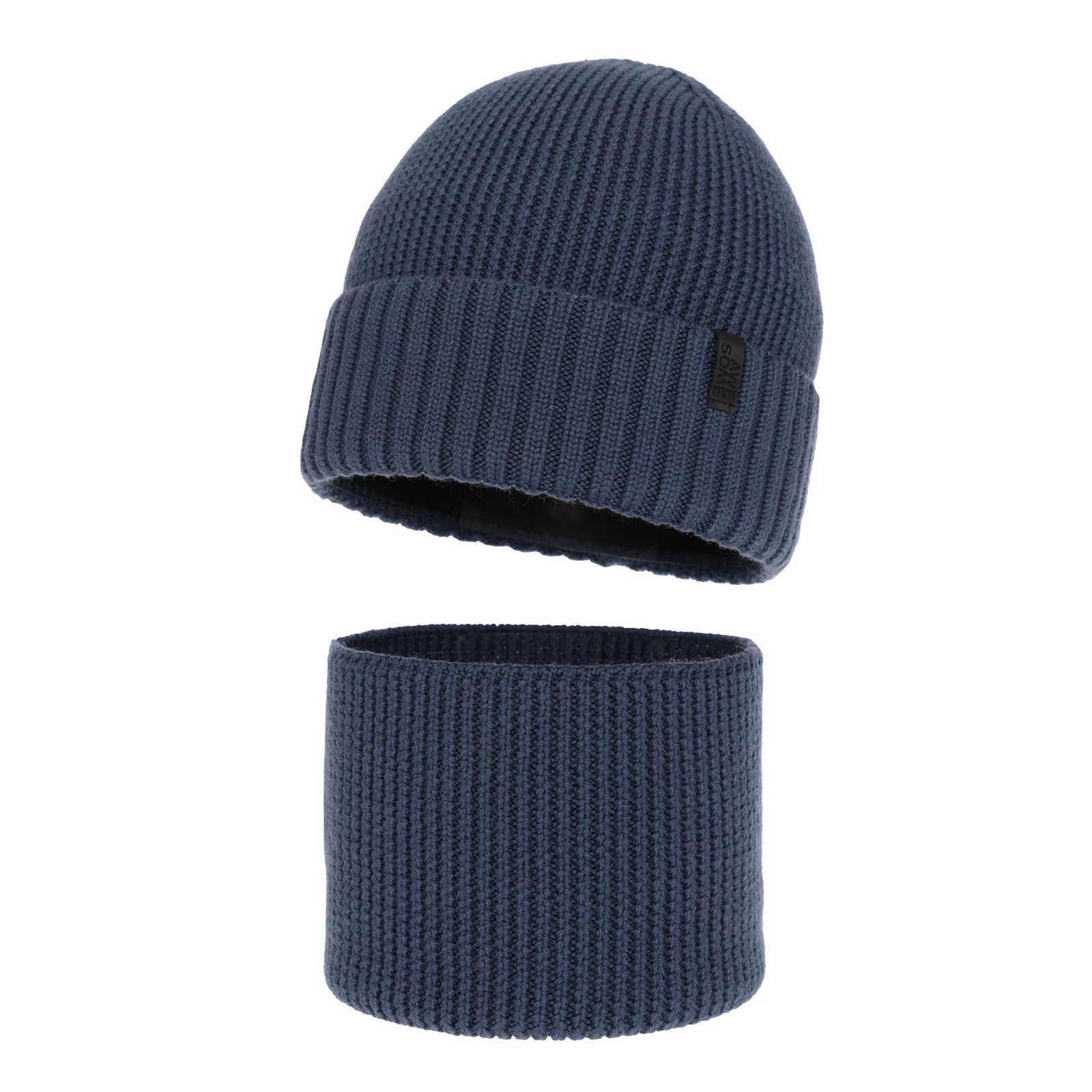 Čepice a tunel pro chlapce, zimní komplet, 100% merino vlněná, s podšitím z merino vlny, modrý Harbin