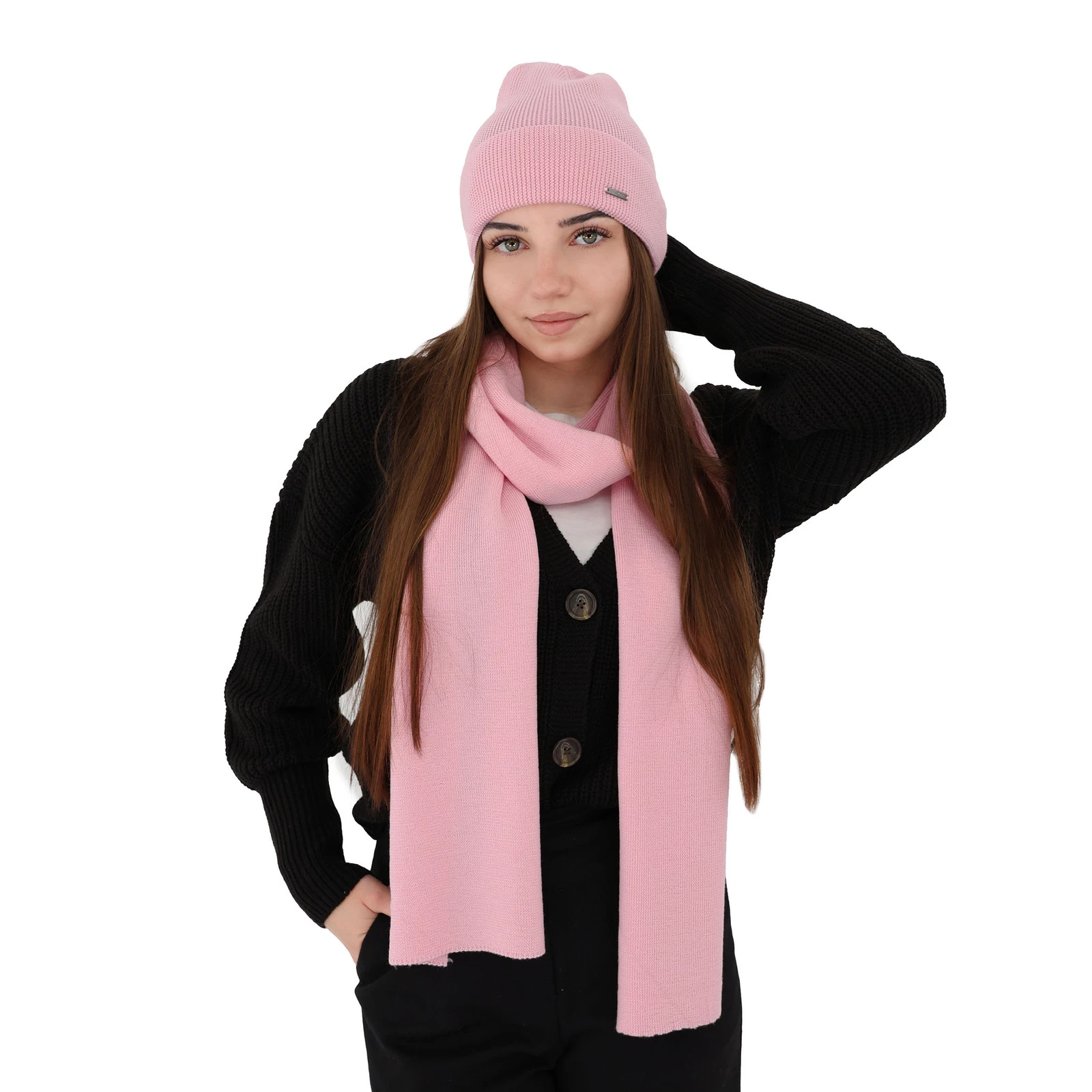 Dámský jarní/zimní set: čepice a šála bordó 100% extra fine merino vlna Melpomena