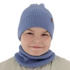Komplet podzimní/jarní chlapecký: čepice a tunel modrý 100% extrafine merino vlna Lemas
