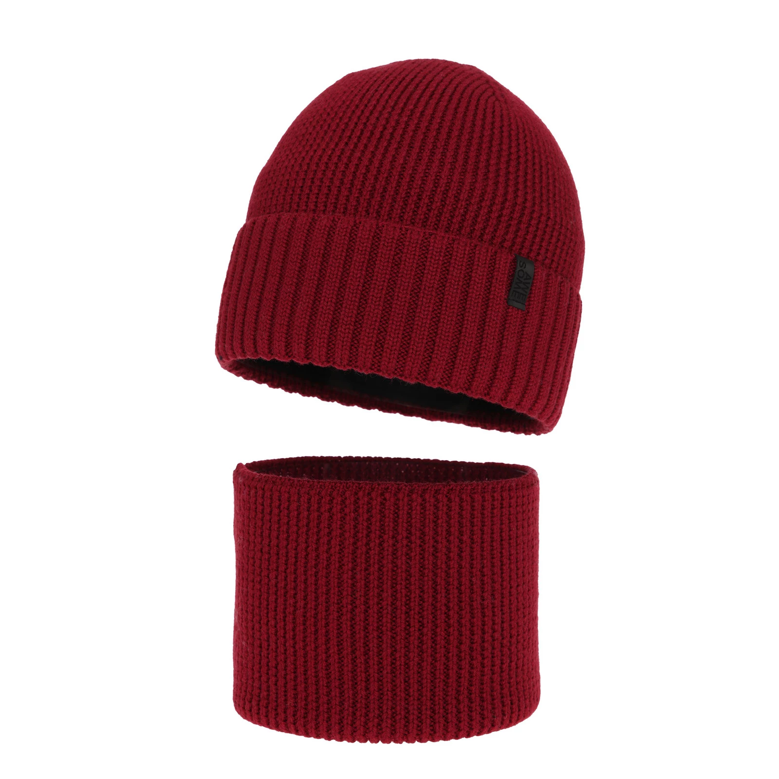 Čepice a tunel pro chlapce, zimní komplet, 100% merino vlněný, s merino vlněným podšitím, bordový Harbin
