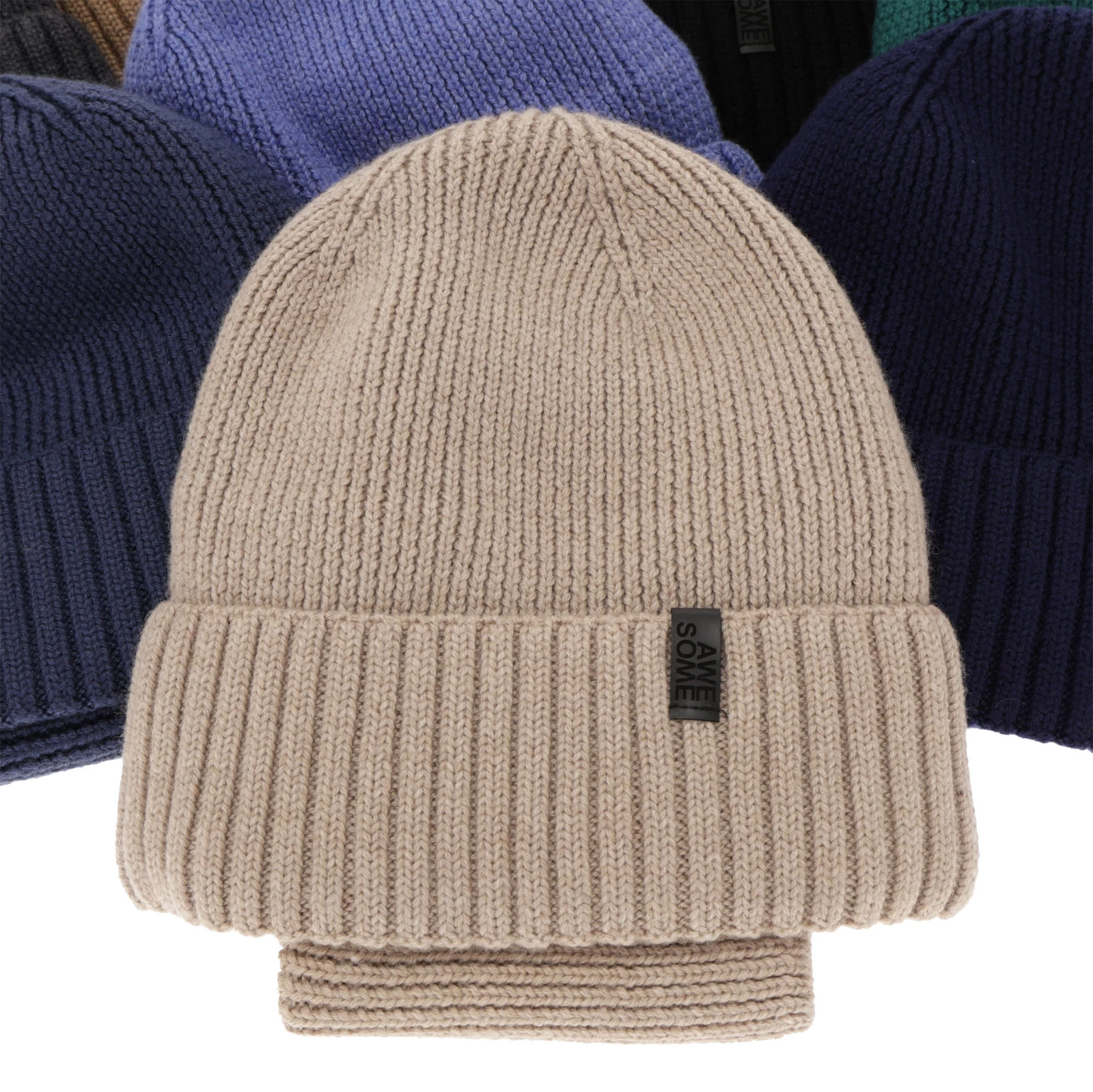 Čepice a tunel pro chlapce, zimní komplet, 100% merino vlněný, s podšívkou z merino vlny, camel Harbin