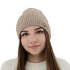 Dámská zimní čepice, béžová, s merino vlnou Shila