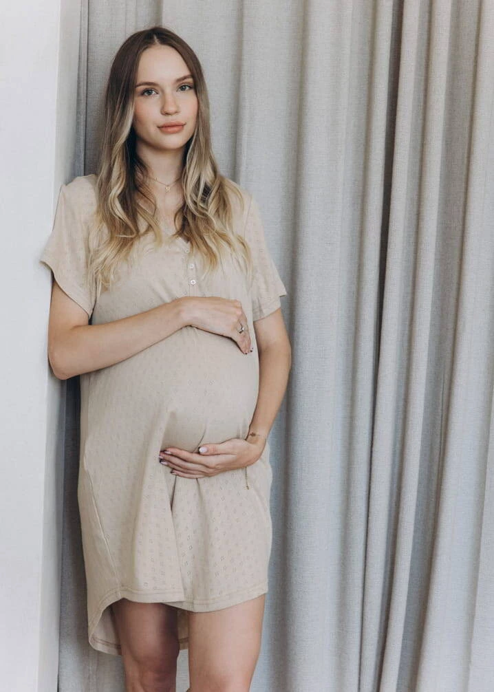 GOODNIGHT KISS noční košile k porodu, béžová