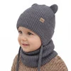 Komplet zimní chlapecký: čepice a tunel, šedý, 100% merino vlněný, podšitý bavlnou, Flurix