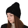 Dámská zimní čepice černá 100% extra fine merino vlněná Ariga