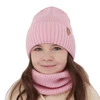 Komplet zimný dievčenský čiapka a tunel růžový 100% extrafine merino vlna Nelita