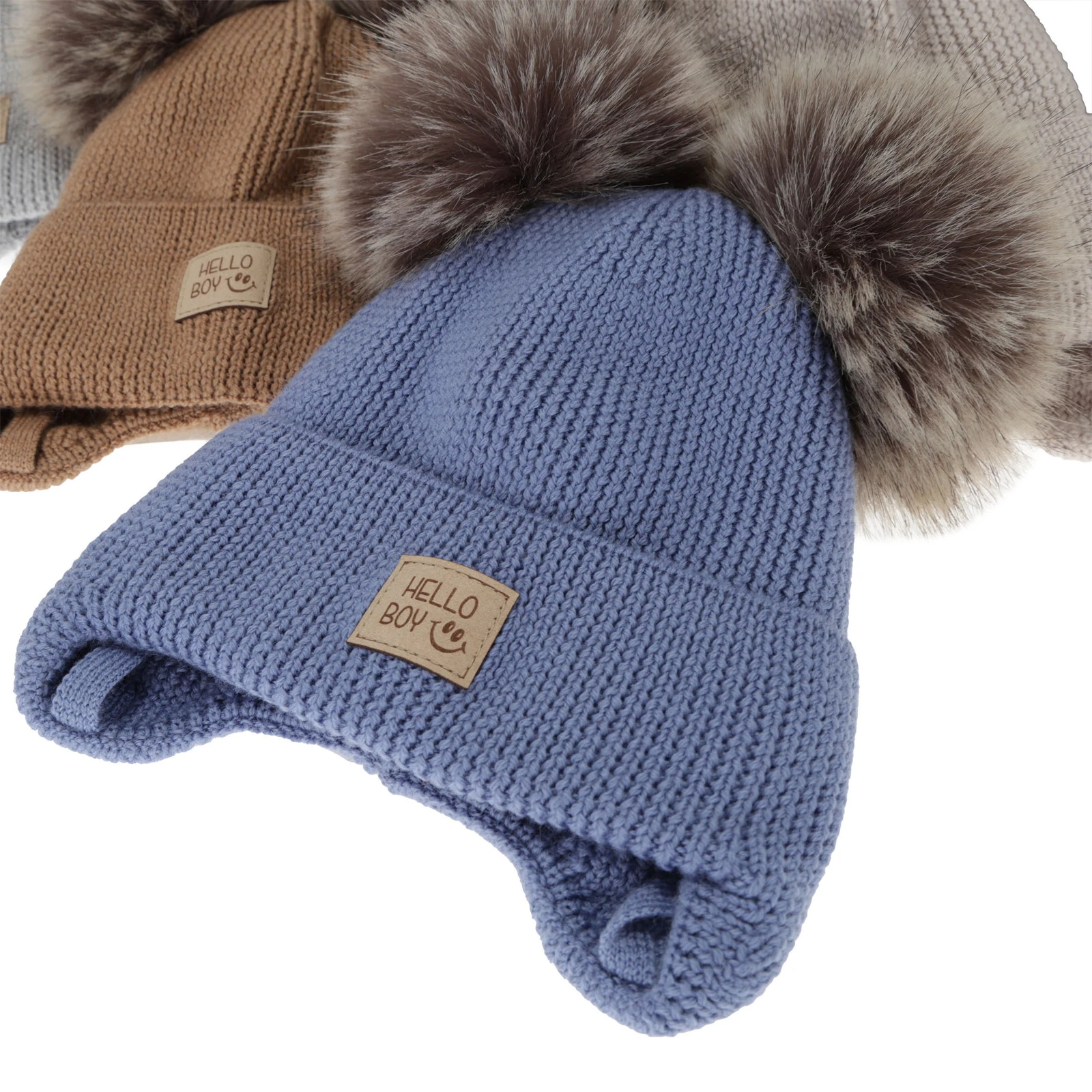 Chlapecká zimní čepice, modrá, 100% merino vlněná, podšitá vlněným polarem, Tambor