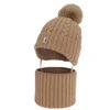 Komplet zimní chlapecký: čepice a tunel, camel, 100% merino vlněný, podšitý bavlnou, zavazovací, Virano