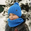Komplet zimní chlapecký: čepice a tunel černý s bambulí Wiliam