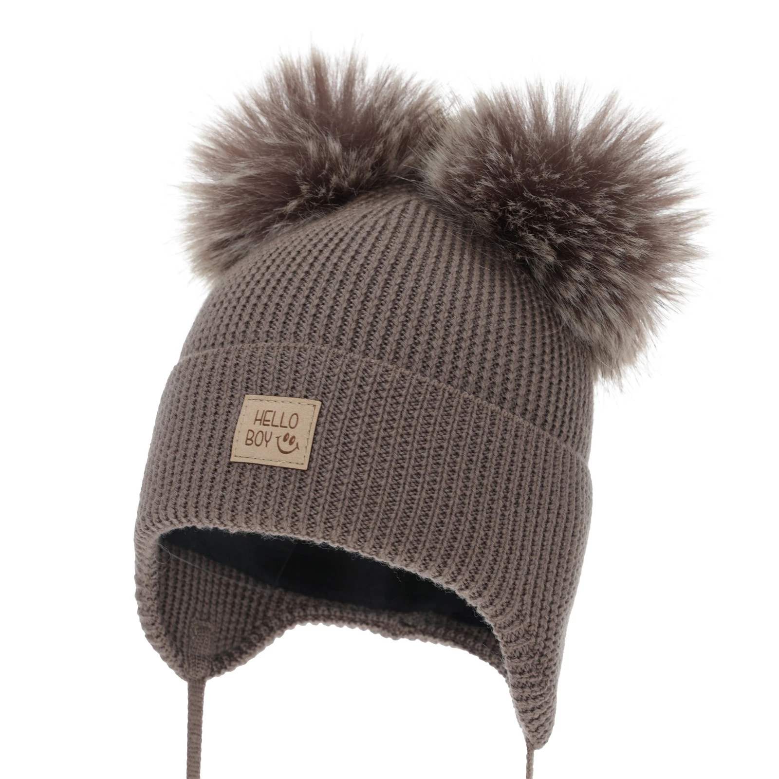 Chlapecká zimní čepice, modrá, 100% merino vlněná, podšitá vlněným polarem, Tambor