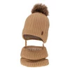 Čepice a nákrčník pro chlapce zimní souprava, camel, s merino vlnou, vázaná Zongo