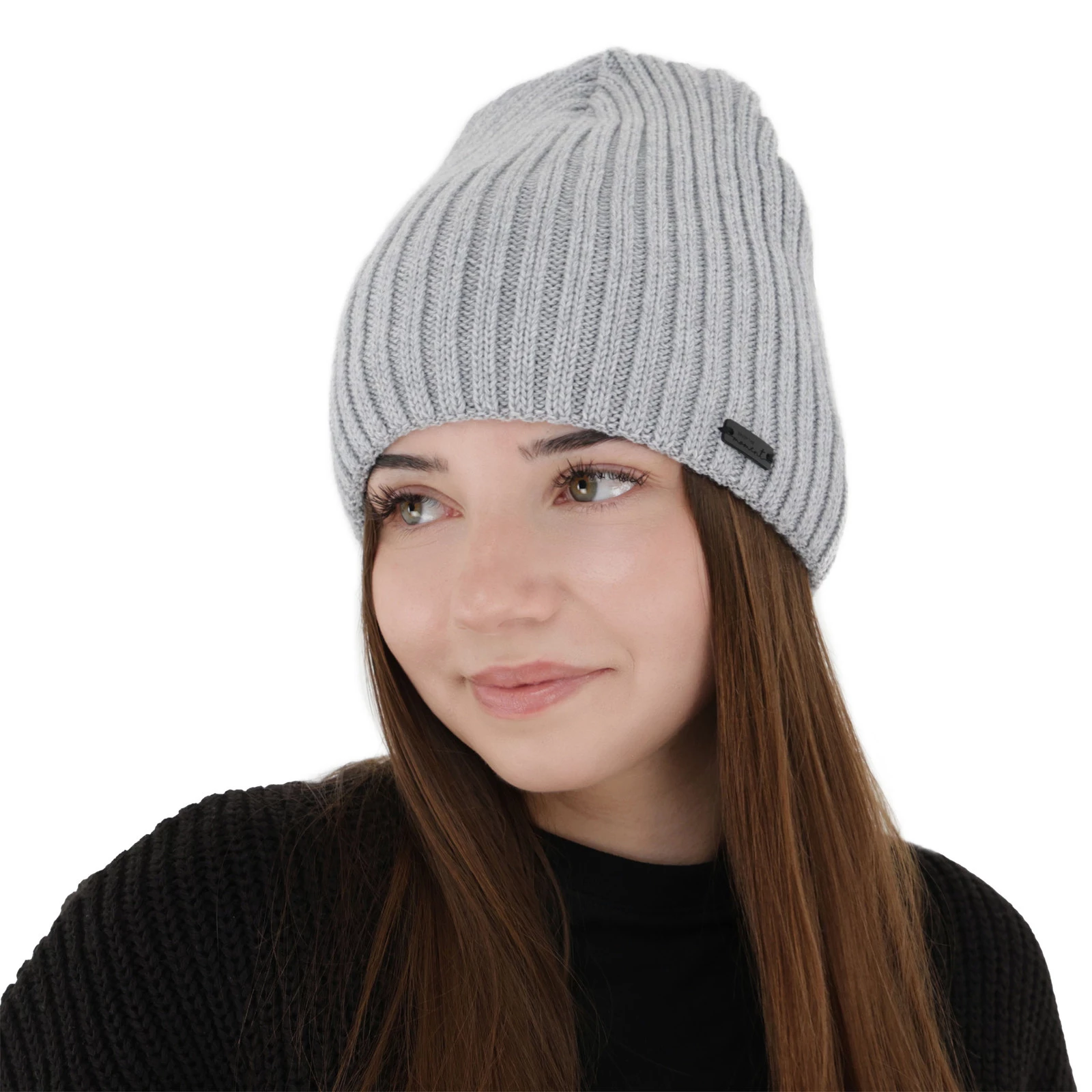 Dámská zimní čepice, zimní, šedá, s merino vlnou, Soletta