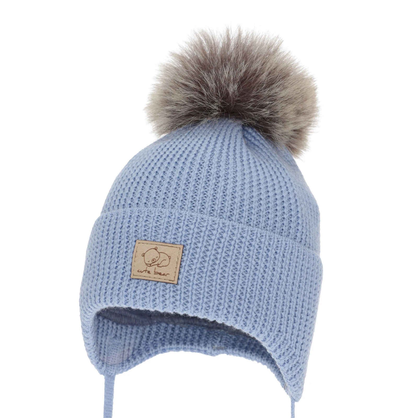 Chlapecká zimní čepice, modrá, zavazovací, 100% merino vlněná, Jergen
