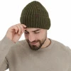 Pánská zimní čepice, khaki, 100% merino vlněná, Brevin
