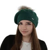 Dámský zimní baret zelený merino vlnená Bonnie