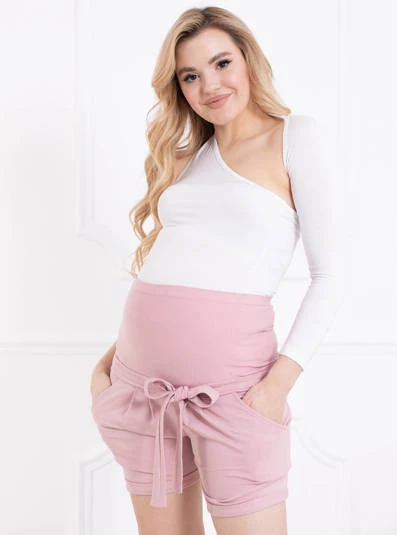 Těhotenské krátké šortky - Dirty Pink