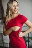 Milky Dress kojící šaty, karmínově červená, krátké rukávy