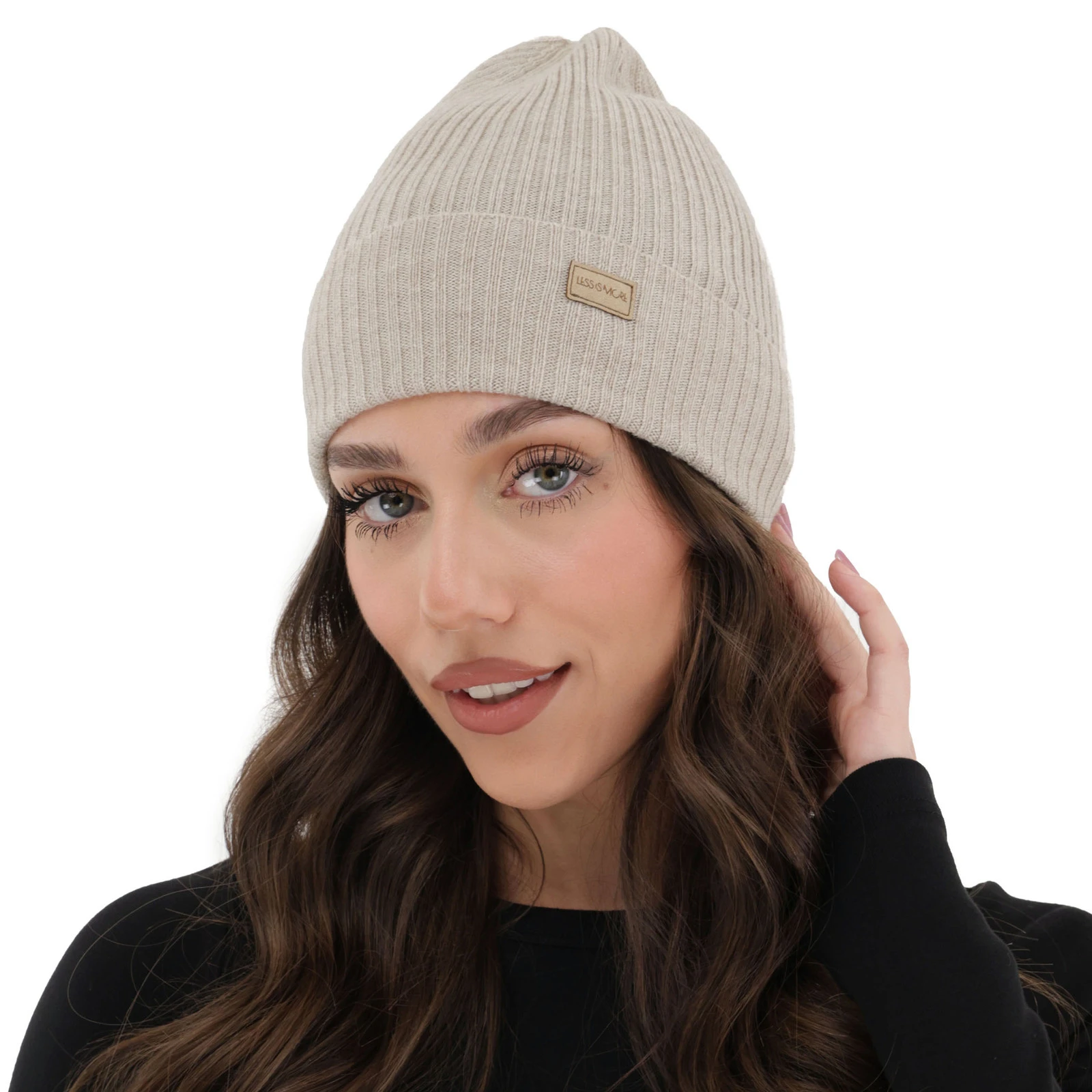 Dámská jarní/zimní čepice béžová 100% extra fine merino vlněná Sophie