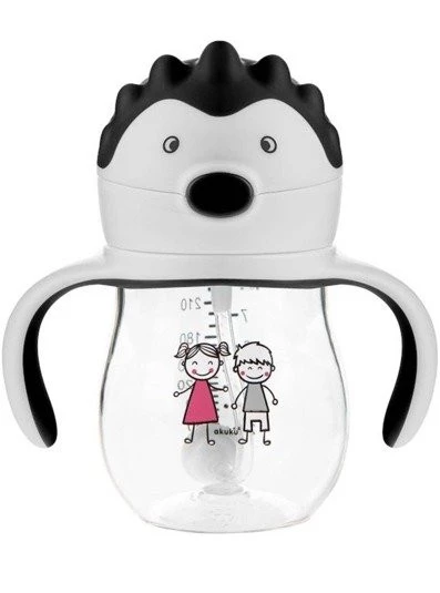 AKUKU Bidon Cup se zátěžovým brčkem Penguin Grey