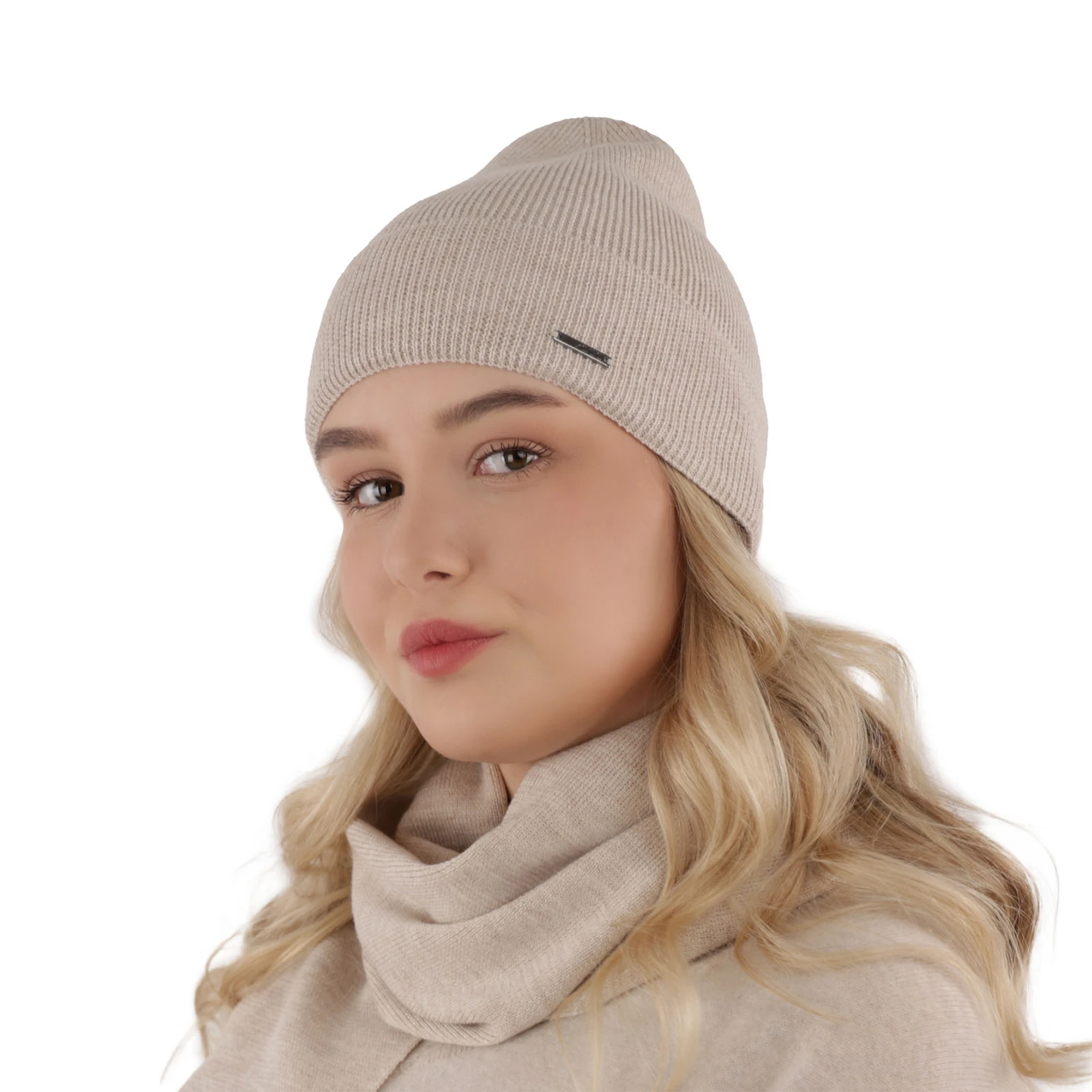 Dámský jarní/zimní set: čepice a šála růžový 100% extra fine merino vlna Melpomena