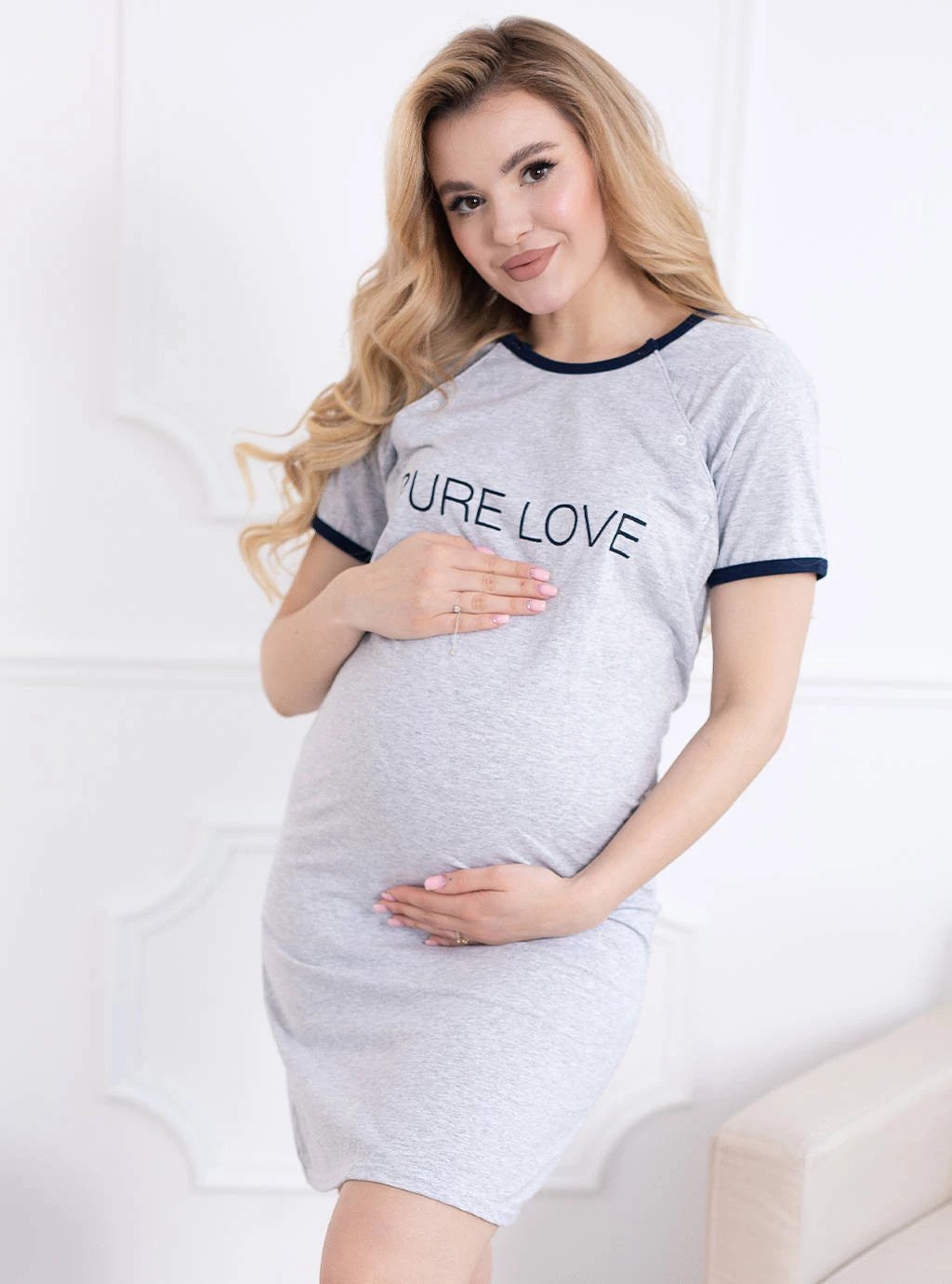 Těhotenská košilka PURE LOVE - šedá