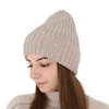 Dámská zimní čepice béžová 100% extra fine merino vlněná Ariga